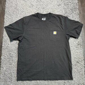 Carhartt Shirt Mens Large Black Loose Fit Pullover Short Sleeve Workwear Logo